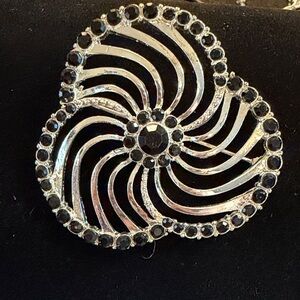LC Lauren Conrad Black and Silver Swirl Brooch